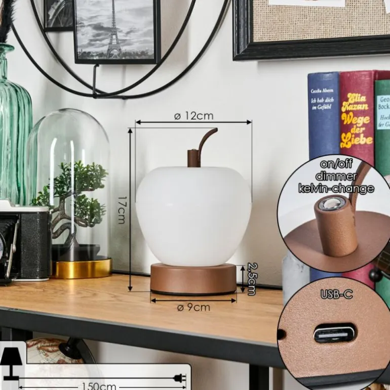 Opsaheden Lampe à poser LED Brun, Blanc, 1 lumière