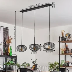 Oravi Suspension Noir, 3 lumières