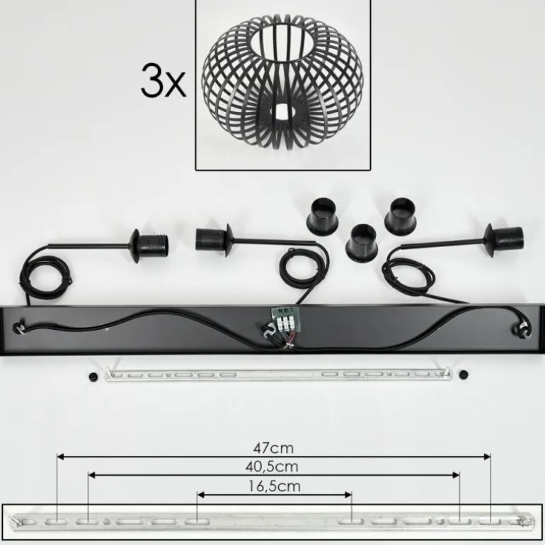 Oravi Suspension Noir, 3 lumières