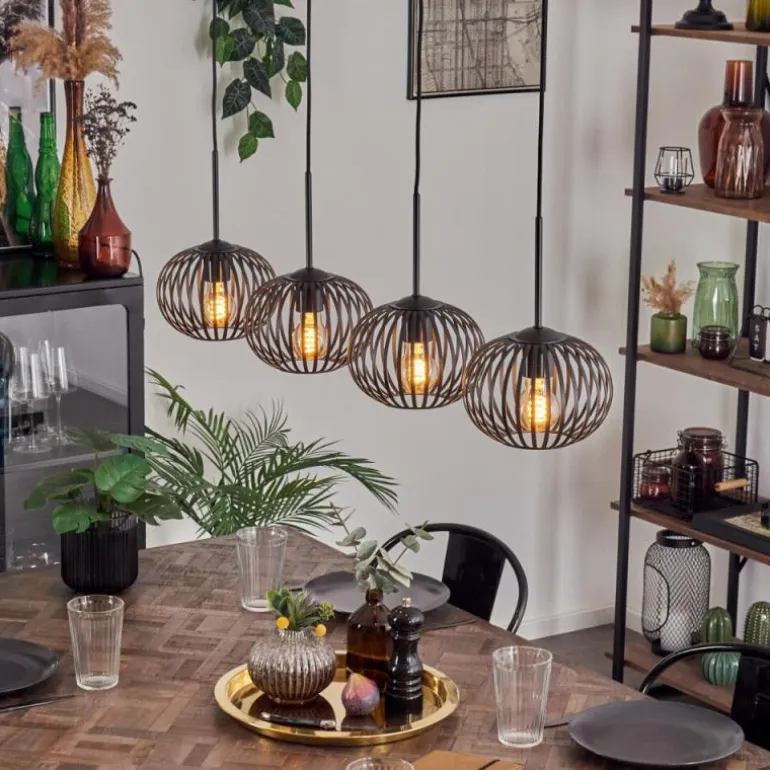 Oravi Suspension Noir, 4 lumières
