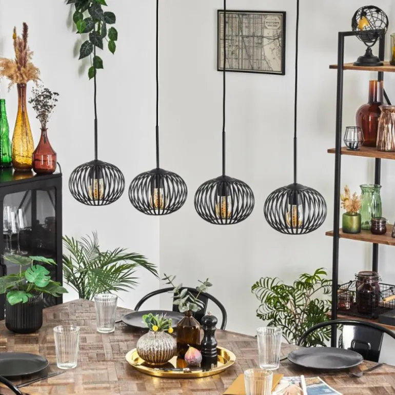 Oravi Suspension Noir, 4 lumières