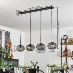 Oravi Suspension Noir, 4 lumières