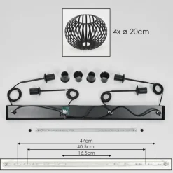 Oravi Suspension Noir, 4 lumières