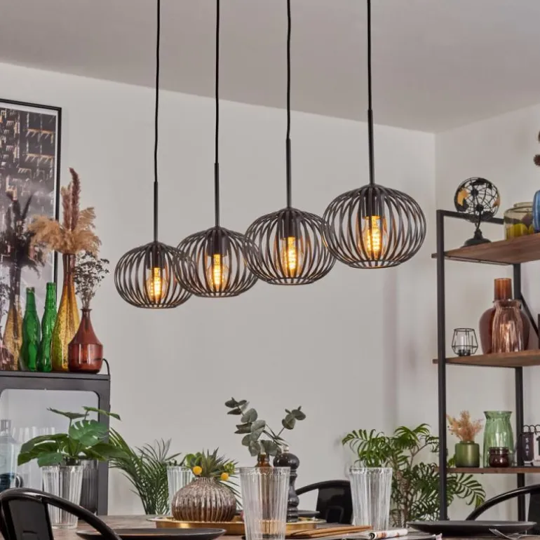Oravi Suspension Noir, 4 lumières