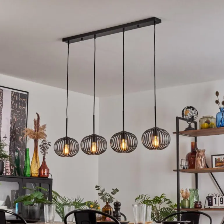 Oravi Suspension Noir, 4 lumières