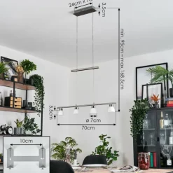 Ordan Suspension, Suspension LED Nickel mat, 4 lumières