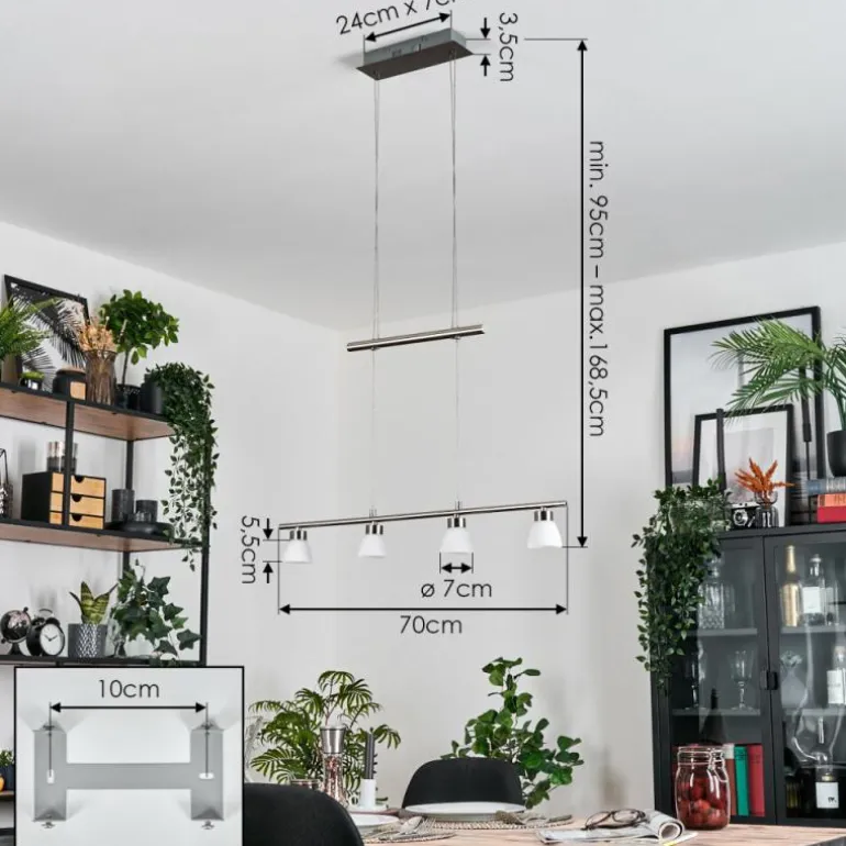 Ordan Suspension, Suspension LED Nickel mat, 4 lumières