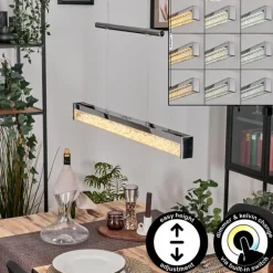 Ortan Suspension, Suspension LED Argenté, 4 lumières