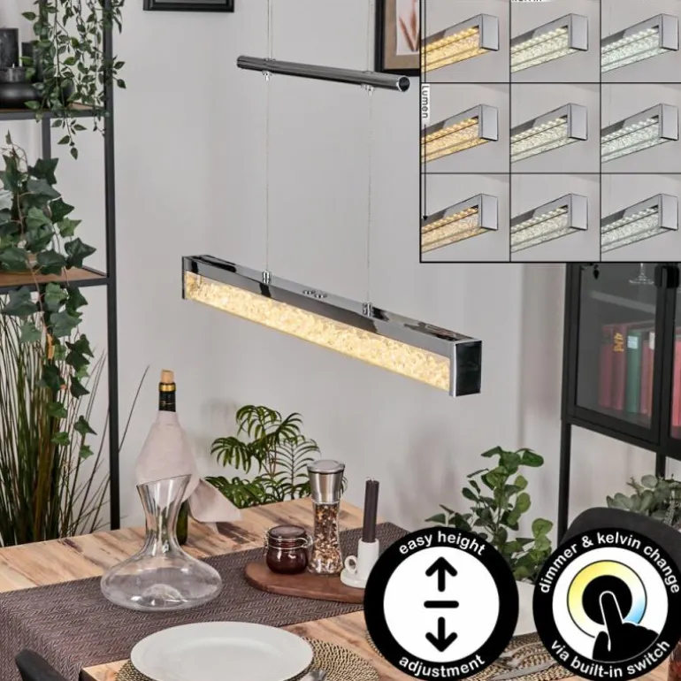 Ortan Suspension, Suspension LED Argenté, 4 lumières