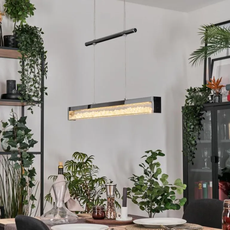 Ortan Suspension, Suspension LED Argenté, 4 lumières