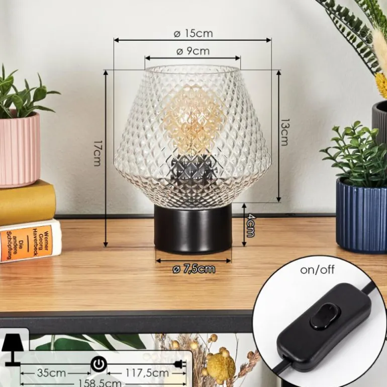 Paderne Lampe à poser Noir, 1 lumière