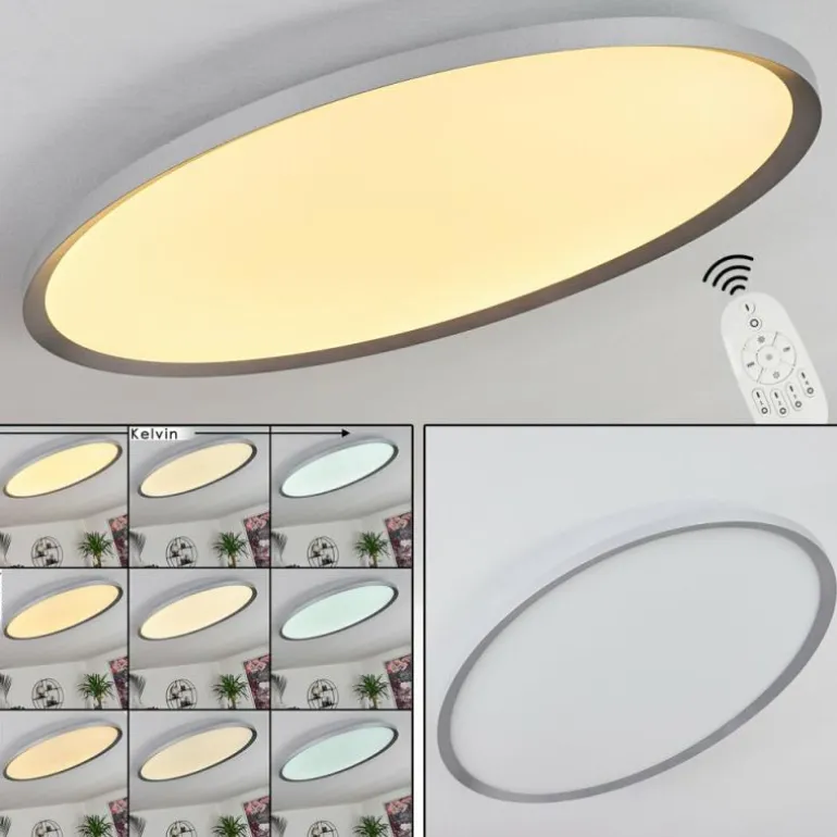 Panneau LED Kombito Argenté, Blanc, 1 lumière, Télécommandes