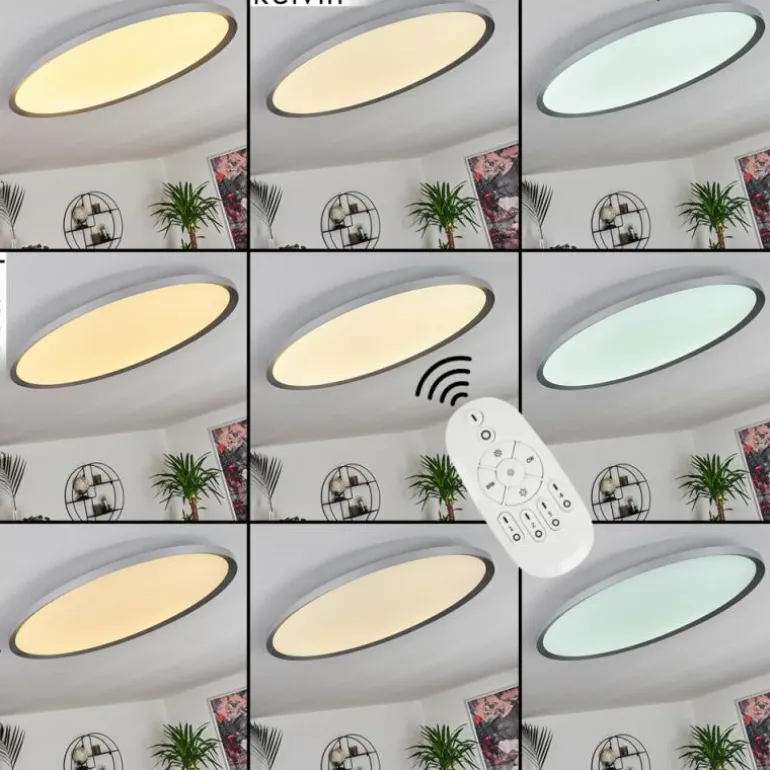 Panneau LED Kombito Argenté, Blanc, 1 lumière, Télécommandes