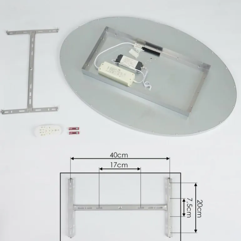 Panneau LED Kombito Argenté, Blanc, 1 lumière, Télécommandes