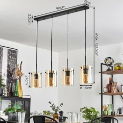 Parane Suspension Ambre, 4 lumières