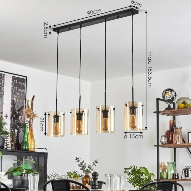Parane Suspension Ambre, 4 lumières