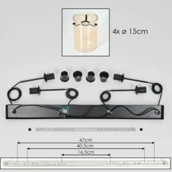 Parane Suspension Ambre, 4 lumières