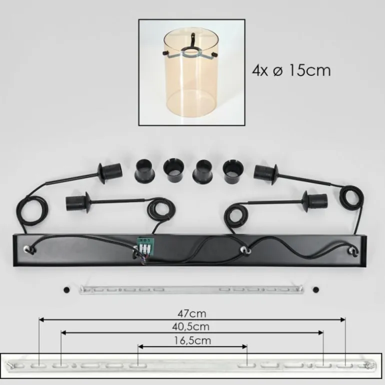 Parane Suspension Ambre, 4 lumières