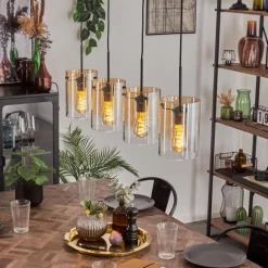Parane Suspension Ambre, Clair, 4 lumières