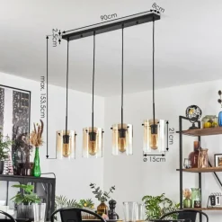 Parane Suspension Ambre, Clair, 4 lumières