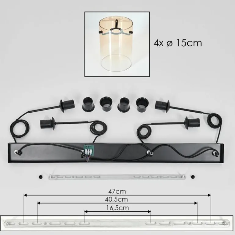 Parane Suspension Ambre, Clair, 4 lumières
