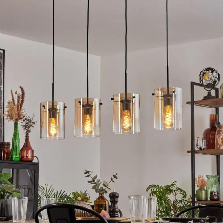 Parane Suspension Ambre, Clair, 4 lumières