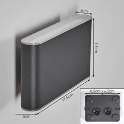 Paranhas Lampe murale d´extérieur, Luminaire de salle de bain, Luminaire Up & Down, Applique murale Anthracite, 1 lumière