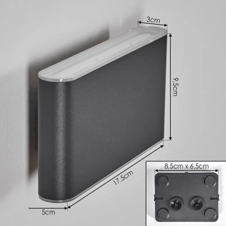 Paranhas Lampe murale d´extérieur, Luminaire de salle de bain, Luminaire Up & Down, Applique murale Anthracite, 1 lumière