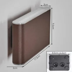 Paranhas Lampe murale d´extérieur, Luminaire de salle de bain, Luminaire Up & Down, Applique murale Rouille, 1 lumière