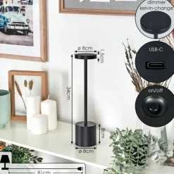 Parel Lampe de bureau, Lampe à poser LED Noir, 1 lumière