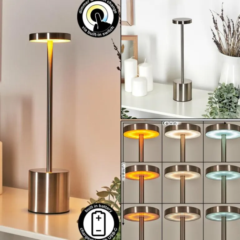 Parel Lampe de bureau, Lampe à poser LED Nickel mat, 1 lumière
