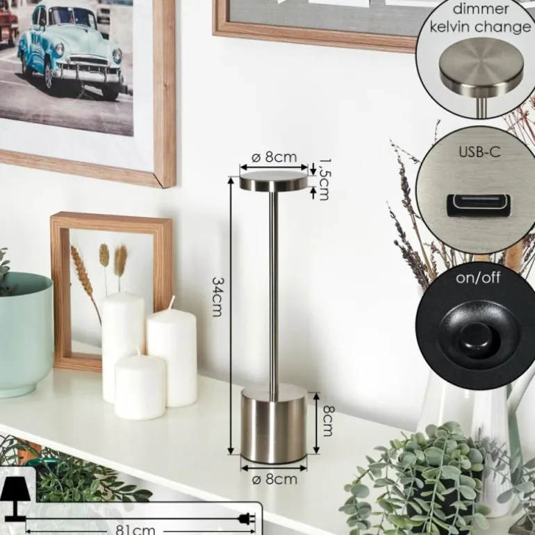 Parel Lampe de bureau, Lampe à poser LED Nickel mat, 1 lumière