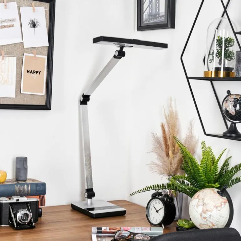 Pedreiras Lampe de bureau, Lampe à poser, Liseuse LED Noir, Argenté, 1 lumière