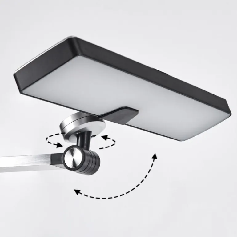 Pedreiras Lampe de bureau, Lampe à poser, Liseuse LED Noir, Argenté, 1 lumière