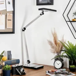 Pedreiras Lampe de bureau, Lampe à poser, Liseuse LED Noir, Argenté, 1 lumière