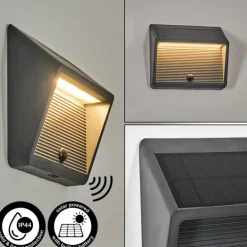 Pedreiras Lampe murale d´extérieur, Lampe solaire, Applique murale LED Anthracite, 1 lumière, Détecteur de mouvement