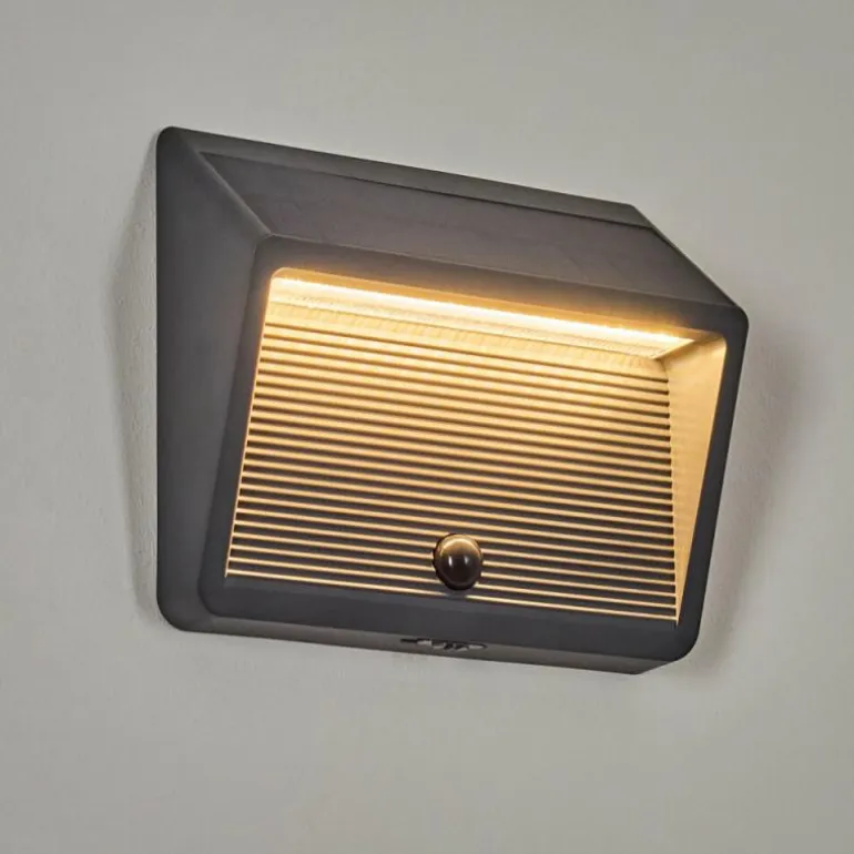 Pedreiras Lampe murale d´extérieur, Lampe solaire, Applique murale LED Anthracite, 1 lumière, Détecteur de mouvement