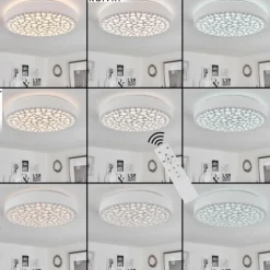 Plafonnier Agodim LED Blanc, 1 lumière, Télécommandes, Changeur de couleurs