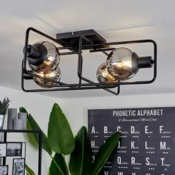 Plafonnier Agropoli Noir, 4 lumières