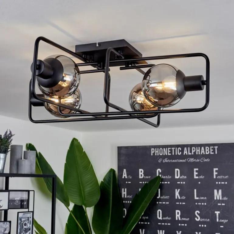 Plafonnier Agropoli Noir, 4 lumières