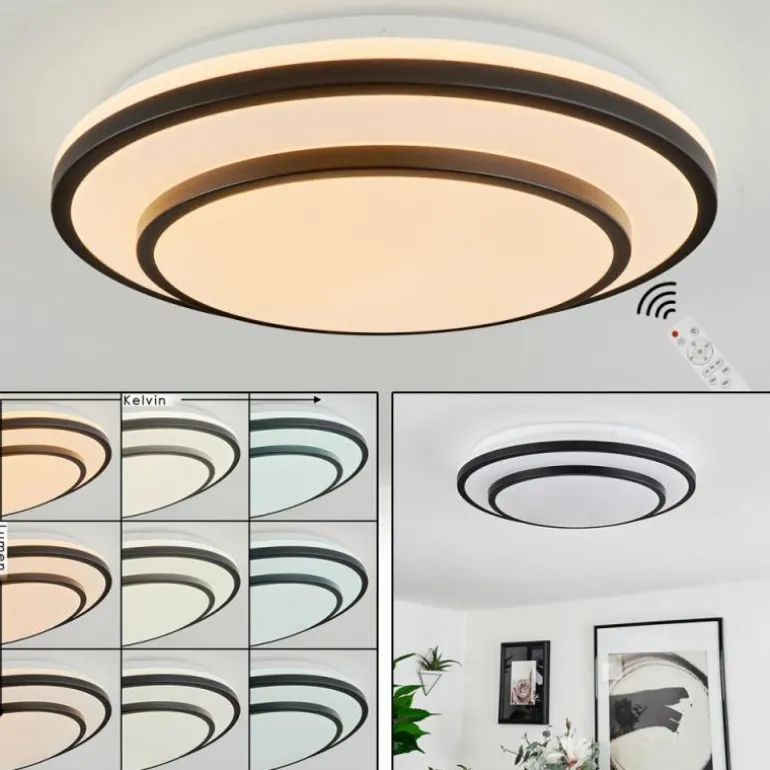 Plafonnier Almograve LED Blanc, 1 lumière, Télécommandes