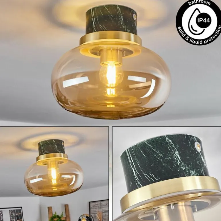 Plafonnier Arge Vert, Aspect marbre, Laiton, Blanc, 1 lumière