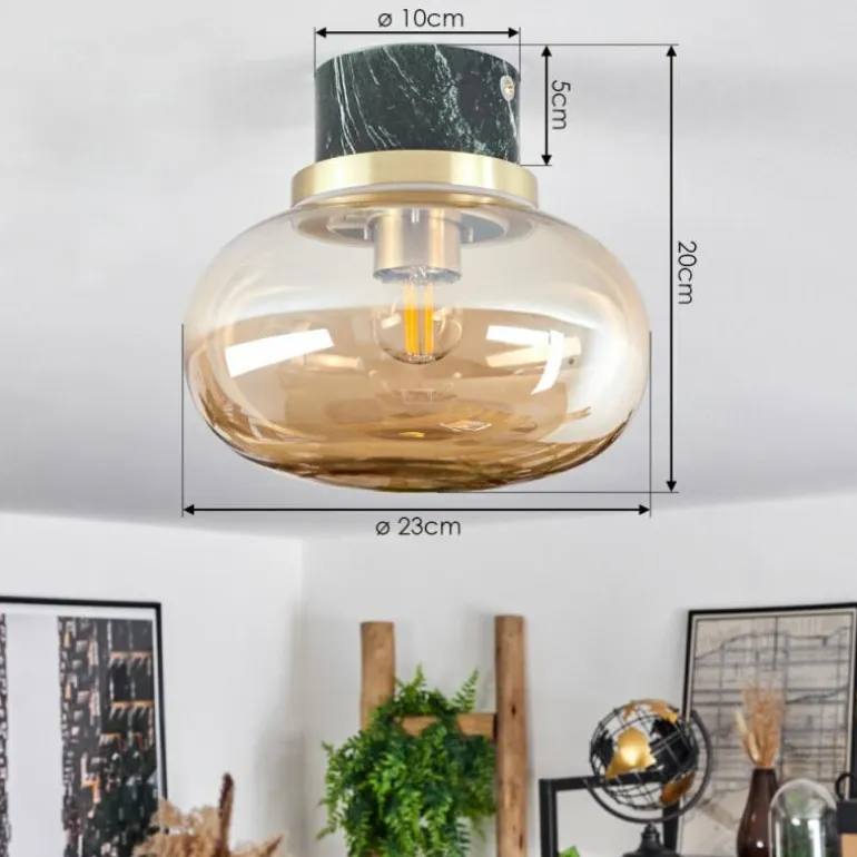 Plafonnier Arge Vert, Aspect marbre, Laiton, Blanc, 1 lumière