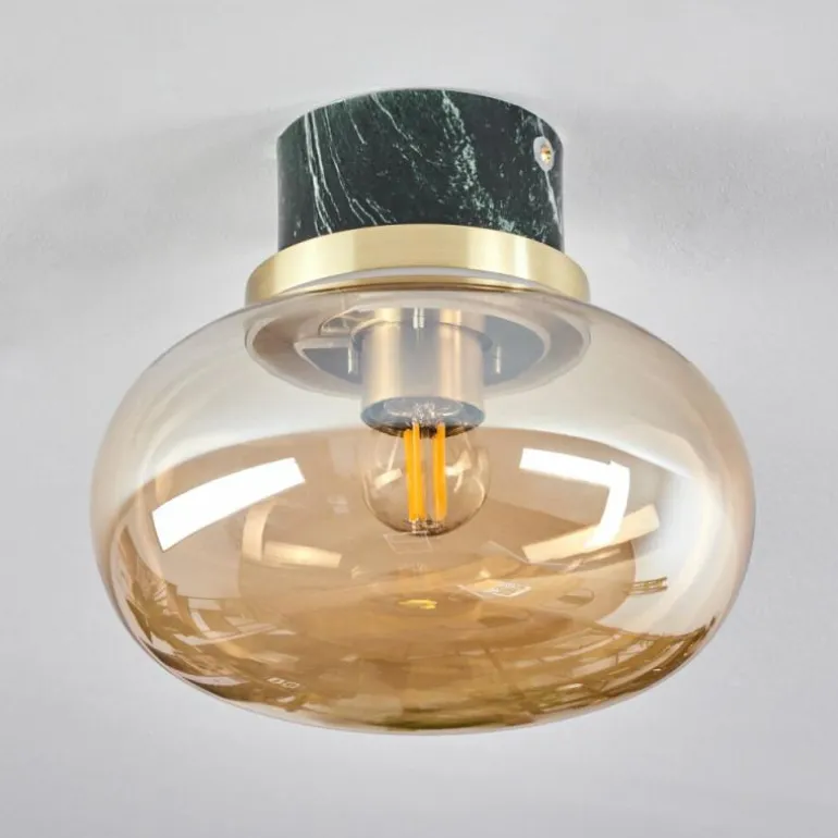 Plafonnier Arge Vert, Aspect marbre, Laiton, Blanc, 1 lumière