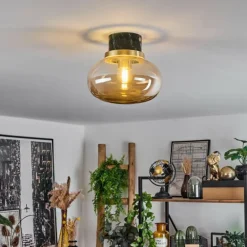 Plafonnier Arge Vert, Aspect marbre, Laiton, Blanc, 1 lumière