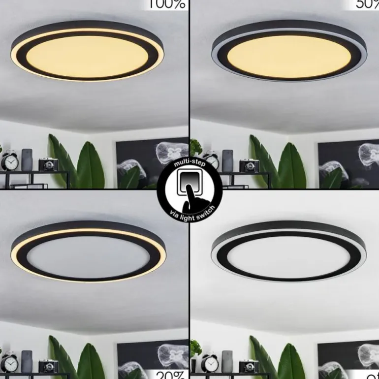 Plafonnier Audrieu LED Noir, Blanc, 2 lumières