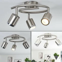 Plafonnier Autilla LED Nickel mat, Blanc, 3 lumières