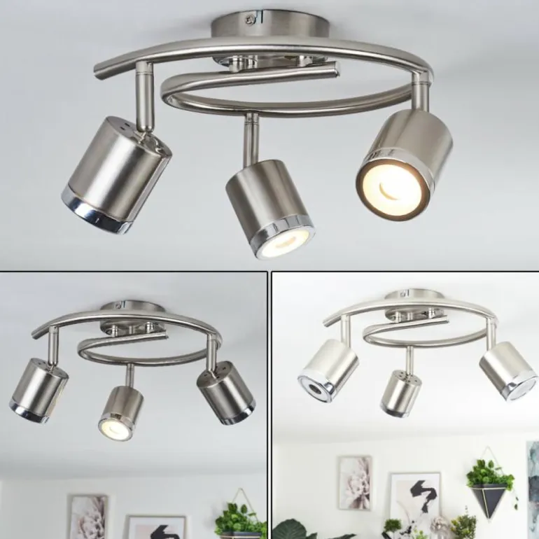 Plafonnier Autilla LED Nickel mat, Blanc, 3 lumières