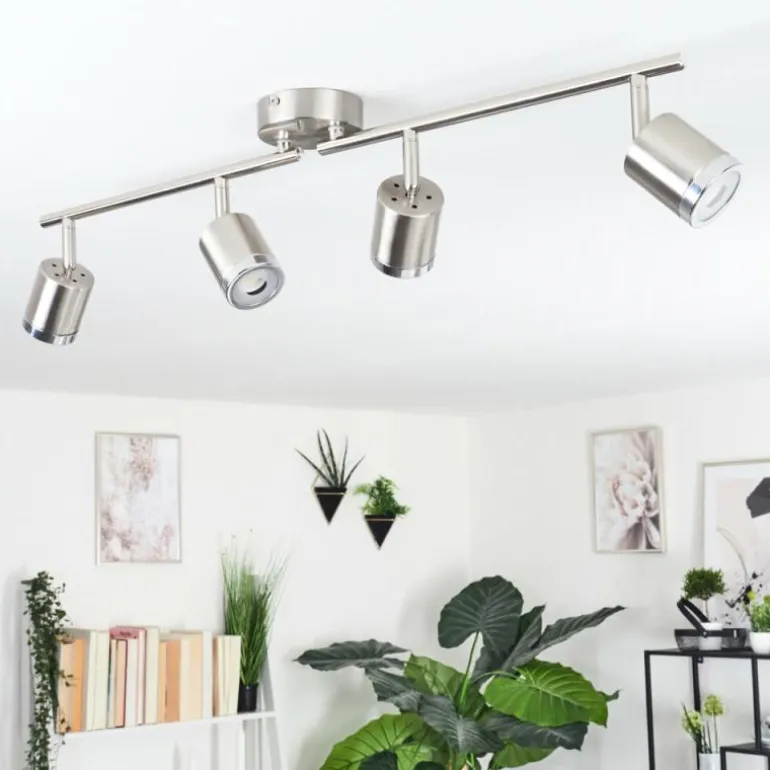 Plafonnier Autilla LED Nickel mat, 4 lumières