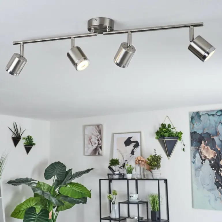 Plafonnier Autilla LED Nickel mat, 4 lumières